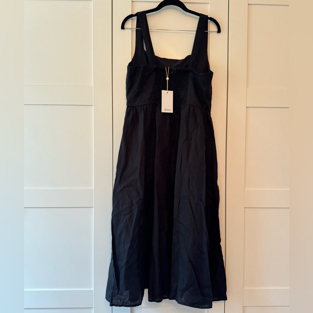 Quince linen Elegant Black Midi Dress size Large NWT - Picture 6 of 10